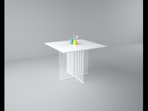 steel table set Modello 3D