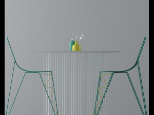 steel table set Modello 3D