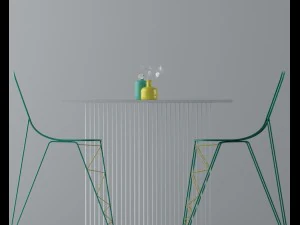 steel table set 3D Model