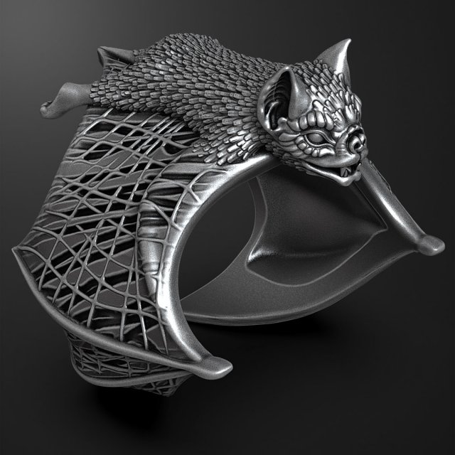 Bat Ring 3D Print Model .c4d .max .obj .3ds .fbx .stl .blend 