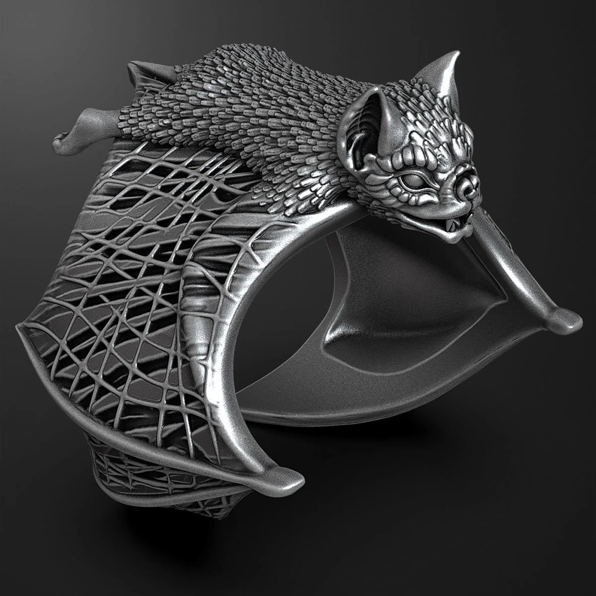 Bat Ring 3D Print Model .c4d .max .obj .3ds .fbx .stl .blend 
