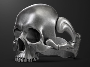 Skull ring 3D print model 3Dプリントモデル
