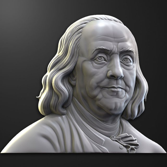 Benjamin Franklin bas relief 3d 3D print model Modelo de Impressão 3D .c4d .max .obj .3ds .fbx .stl .blend 