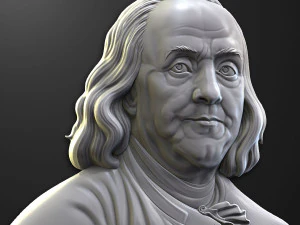 Бенджамин Франклин барельеф 3d модель для 3D печати 3D Принт Модель