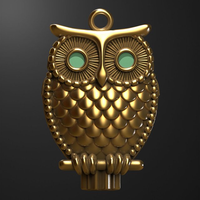 Owl pendant 3D print model Modello di stampa 3D .c4d .max .obj .3ds .fbx .stl .blend 
