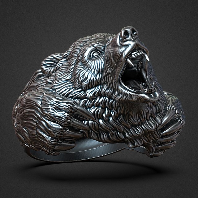 Bear ring 3D print model 3D Baskı Modeli .c4d .max .obj .3ds .fbx .stl .blend 