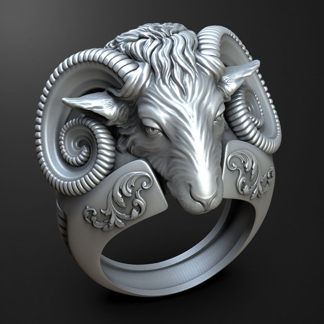 Sheep Head ring 3D print model 3D print model 3D प्रिंट मॉडल .c4d .max .obj .3ds .fbx .stl .blend 