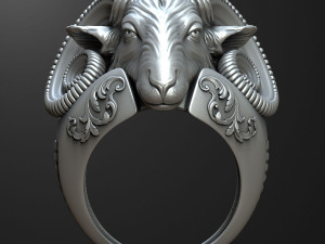 Sheep Head ring 3D print model 3D print model 3D प्रिंट मॉडल