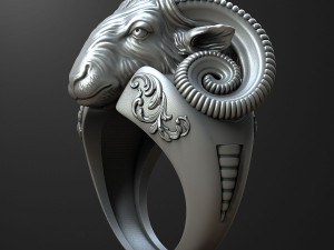 Sheep Head ring 3D print model 3D print model 3D प्रिंट मॉडल