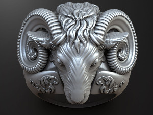 Sheep Head ring 3D print model 3D print model 3D प्रिंट मॉडल