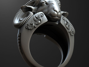 Sheep Head ring 3D print model 3D print model 3D प्रिंट मॉडल