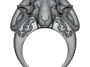 Sheep Head ring 3D print model 3D print model 3D प्रिंट मॉडल