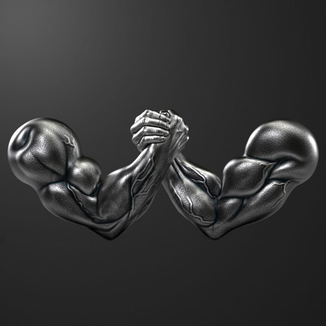 Arm-Wrestling two metal hands holding each 3D print model Modèles 3D en vedette .c4d .max .obj .3ds .fbx .stl .blend 