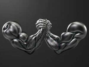 Lucha de brazos con dos manos de metal sosteniendo cada modelo de impresi&oacute;n 3D Modelo de impresión 3D