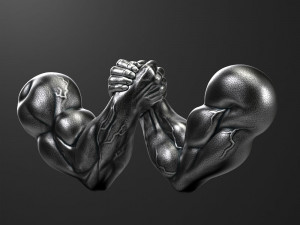 Arm-Wrestling two metal hands holding each 3D print model Modèles 3D en vedette