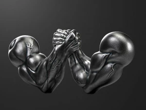 Армрестлинг: две металлические руки держат каждую 3D-модель. 3D Принт Модель