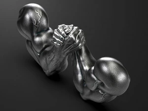 Армрестлинг: две металлические руки держат каждую 3D-модель. 3D Принт Модель