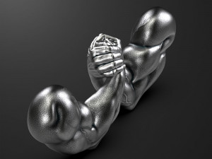 Arm-Wrestling two metal hands holding each 3D print model Modèles 3D en vedette