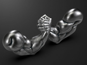 Arm-Wrestling two metal hands holding each 3D print model Modèles 3D en vedette
