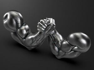 Arm-Wrestling two metal hands holding each 3D print model Modèles 3D en vedette