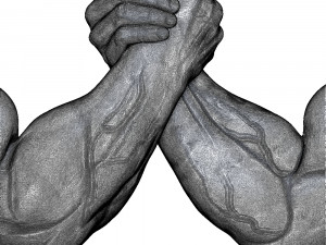 Arm-Wrestling two metal hands holding each 3D print model Modèles 3D en vedette