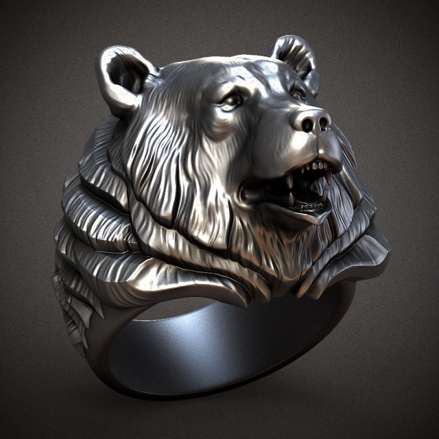 Bear ring 3D print model 3D Baskı Modeli .c4d .max .obj .3ds .fbx .stl .blend 