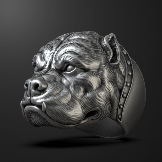 Bulldog head ring 3D print model Modelo de impresión 3D .c4d .max .obj .3ds .fbx .stl .blend 