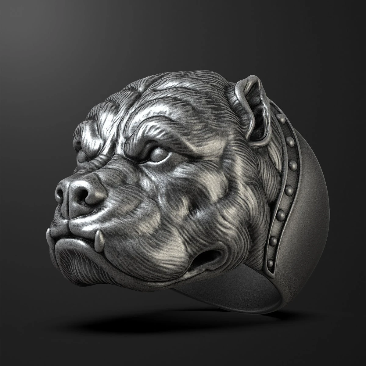 Bulldog head ring 3D print model 3D Print Model .c4d .max .obj .3ds .fbx .stl .blend 