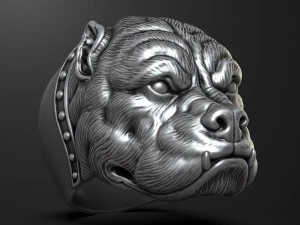Bulldog head ring 3D print model 3D Print Model