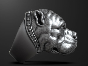 Bulldog head ring 3D print model Modelo de impresión 3D