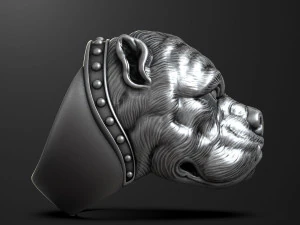 Bulldog head ring 3D print model 3D Print Model