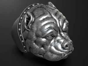 Bulldog head ring 3D print model 3D Print Model