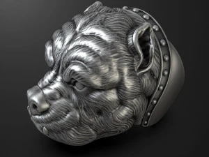 Bulldog head ring 3D print model 3D Print Model