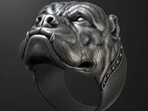 Bulldog head ring 3D print model 3D Print Model