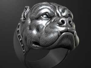 Bulldog head ring 3D print model Modelo de impresión 3D