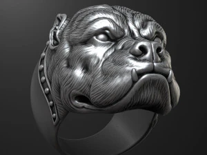 Bulldog head ring 3D print model 3D Print Model