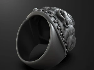 Bulldog head ring 3D print model 3D Print Model