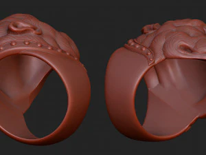 Bulldog head ring 3D print model 3D Print Model