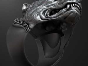 Ring with angry pitbull head 3D print model Modèles 3D en vedette