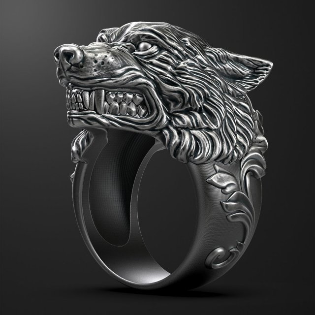 Wolf ring 3D print mode 3D Baskı Modeli .c4d .max .obj .3ds .fbx .stl .blend 