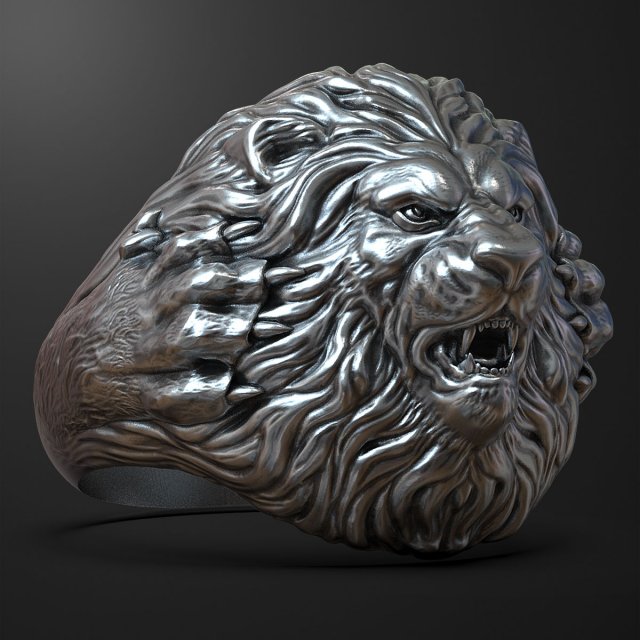 Lion ring 3D print model 3Dプリントモデル .c4d .max .obj .3ds .fbx .stl .blend 