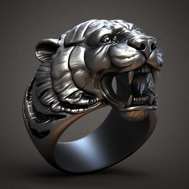 Ring head of a tiger 3D print model 3D Принт Модель .c4d .max .obj .3ds .fbx .stl .blend 