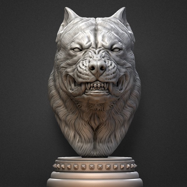 Aggressive pit bull Sculpture for a 3d printer 3D 打印模型 .c4d .max .obj .3ds .fbx .stl .blend 