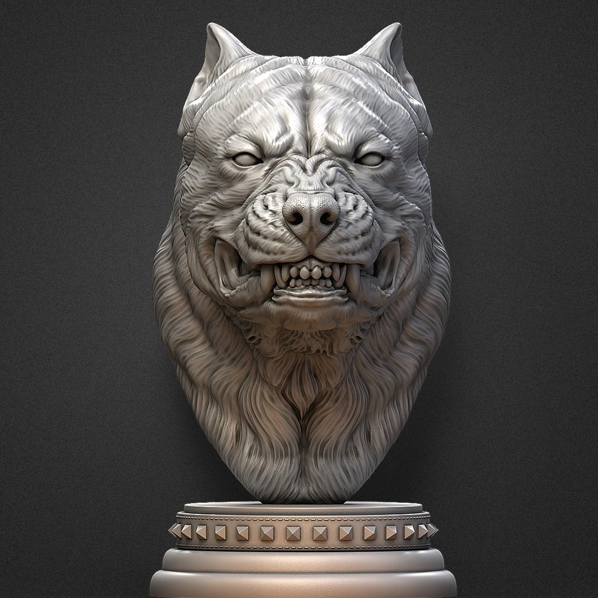 Aggressive pit bull Sculpture for a 3d printer 3D Print Model .c4d .max .obj .3ds .fbx .stl .blend 