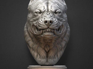 3 boyutlu yazıcı i&ccedil;in agresif pit bull heykeli 3D Baskı Modeli