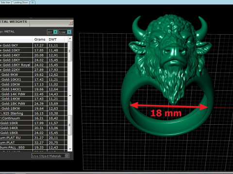 Of a bison head ring 3D Принт Модель