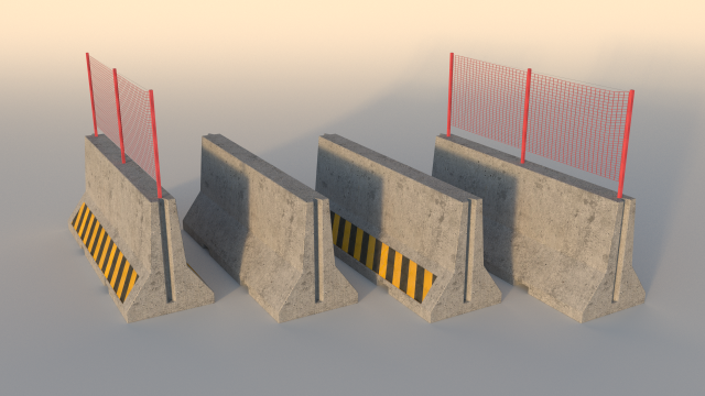 road concrete barrier - step barrier 3D Model .c4d .max .obj .3ds .fbx .stl .blend 