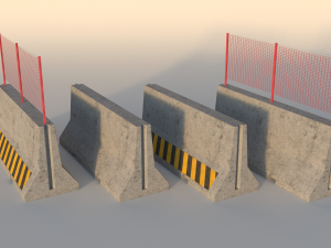 road concrete barrier - step barrier 3D Model