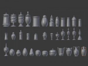 bottle jar vase collection 3D Model