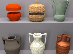 bottle jar vase collection 3D Model